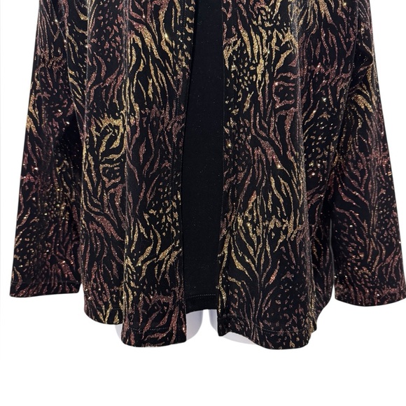 Elementz Metallic Glitter Jacket  Attached Velvet Cami Size XL Holiday Elegant - Picture 4 of 13